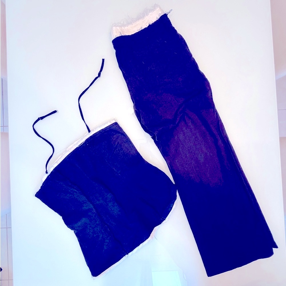 Black Linen and Cotton Blend Cami and Wide-Leg Set